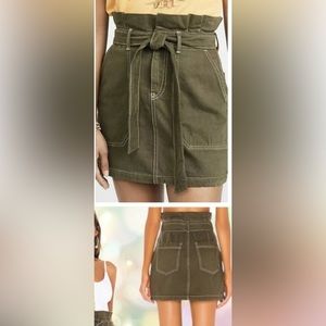 Free People Moss Green Cargo Mini Skirt